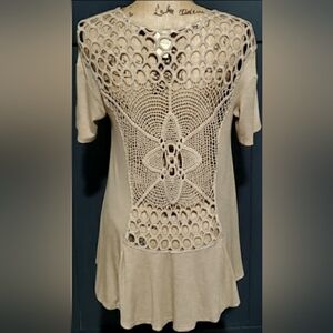 ♦️BKEred Crochet Back Detail, Loose Fit, High-Low Comfy Top♦️